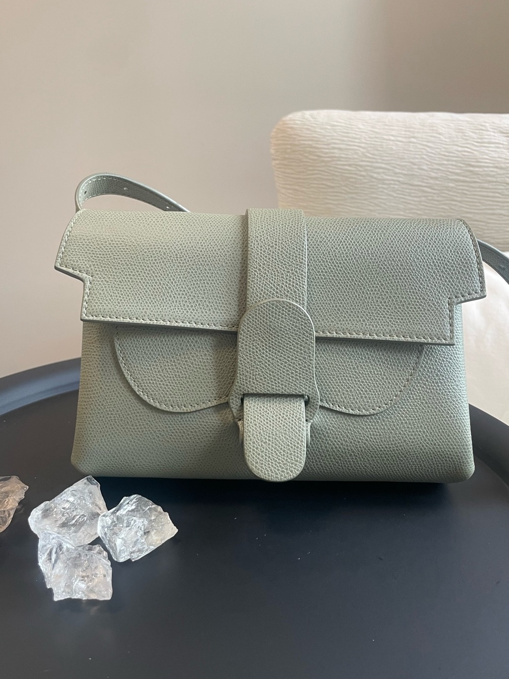 Senreve Aria Olive Green Pebbled Leather Crossbody